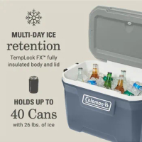 Coleman 316 Series 52QT Ice Chest Hard Cooler, Lakeside Blue