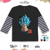 MAXIMO.CO Kaos Anak Goku SS Blue Tangan Panjang Strip Salur Bahan Cotton Combed Usia 3-12 Tahun