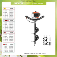 VEVOR Post Hole Digger 52cc 1450W Auger Two Drill Bit 3 Extension Rods For Farmland Garden and Plant EPA certification
