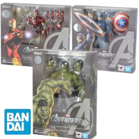 Bandai Shf Marvel Avengers Endgame Edition Captain America Iron Man Mk6 Thor Hulk Action Figure Collection Gift Toys