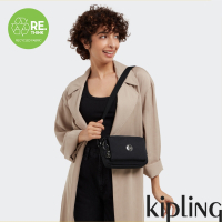 Kipling 經典百搭黑前後加寬收納側背包-ABANU