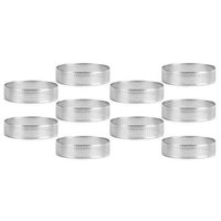 10Stainless Steel Perforated Tart Ring, 5Cm Perforated Cake Mousse Ring, DIY Round Tart Rings For Baking Dessert Ring