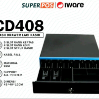 SuperPOS CD408 Case Drawer untuk Penyimpanan CD dengan 5 Slot Uang Kertas 4 Slot Uang Koin 2 Slot St