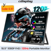 Cdisplay 18.5" Portable Monitor 1080P 120Hz Gaming Monitor Mini HDMI USB-C Laptop Extended Display Secondary Monitor for PS5 PS4 Switch Xbox PC Gamer Android Phones DEX Travel Monitor