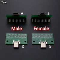 YUXI 1Pcs TYPE-C Male seat Female seat Test Board Double-sided Plug Pin 24P Female seat to 2.54 USB 3.1 Data cCable Transfer