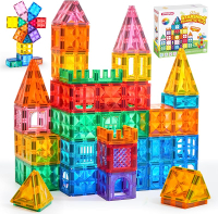 SYNCFUN 110PCS Magnetic Building Tiles - 3D Magnet Tiles with Vehicle - Construction Blocks Set for 