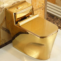 Modern Style One Piece Sanitary Wares Water Closet Bathroom Gold Color Square Toilet