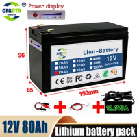 12V 80Ah 80000mAh 18650 lithium battery 30A sprayer built-in high current BMS electric vehicle battery +12.6V charger