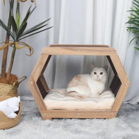 Removable wooden cat house dog house pet windowed dog house outdoor cabin indoor and outdoor high-quality villa