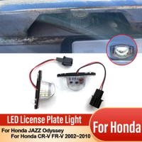 2x LED License Plate Lights For Honda JAZZ Odyssey Stream For Honda CR-V For Honda FR-V 6000K White Car Number Plate Lamp Kit