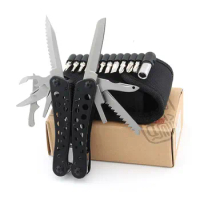 Ganzo G204 Multi Plier Travel Kit Camping ToolKit with Scissors Wood SAW Fish Scaler Screwdriver Bit for Outdoors