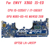 GPT50 LA-J497P Mainboard For HP ENVY X360 15-ED Laptop Motherboard CPU: I5-1135G7 I7-1165G7 GPU:N18S-G5-A1 MX450 2G 100% Test OK