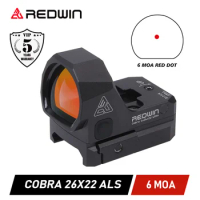 Red Win HD Cobra 1x26x22 6MOA RMR Red Dot Scope Round Lens 50000 hrs Auto Light Sense Pistol Sight for GLOCK 17 19 9mm AR15 M4