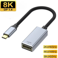 USB C to Displayport Adapter Cable Type C to DP1.4 8K Extension Cable 4K@144Hz HDR Thunderbolt 3/4 for MacBook Pro Air Samsung
