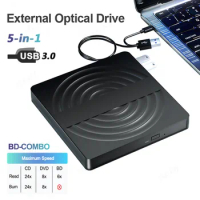 5-in-1 External Blu-ray Drive Portable CD DVD RW Optical Drives 3D BD-Combo Player Burner for Laptop PC Windows Mac