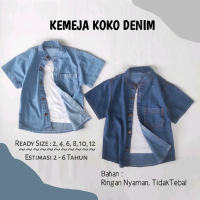 KEMEJA JEANS ANAK PREMIUM KEMKO USIA 1-6 TAHUN BAJU ANAK LAKI-LAKI DENIM BIRU DISTRO KIDS BLUE