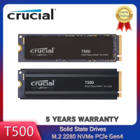 Crucial T500 500GB 1TB 2TB PCIe Gen4 NVMe M.2 Internal SSD with heatsink read 7400MBs for Dell Lenovo Asus HP Laptop &amp; Desktop