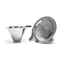 Stainless Steel Reusable Coffee Filter Holder Pour Over Coffees Dripper Mesh Coffee Tea Filter Basket Drip Coffee Filter Cup S/M