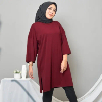 I❤Cp Tk09 Tunik Kaos Wanita Baju Dress Atasan Muslim Lengan Panjang Terbaru A✉Jw