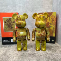 Bearbrick400%van Gogh Sunflower Oil Painting Style Trendy Toy Figure Be@rbrick 28cm Gift Doll Decoration Plastic Teddy Bear
