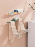 日式家用衣架收納置物架多功能可旋轉壁掛免打孔粘貼式晾放拖鞋架