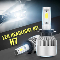 2PCS Car Headlight Bulbs H7 H4 LED Lights H11 9004 Hb3 9005 Hb4 9006 H27 881 9007 H1 H3 12V 72W 8000LM 6000K S2 Auto Headlamps