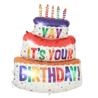 韓系ins超大三層生日蛋糕鋁膜氣球1入(森林系 生日氣球 派對 佈置)