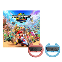 【Nintendo 任天堂】NS2 Switch 2 瑪利歐賽車世界+【良值】NS2 Switch 2專用方向盤 半圓款紅藍