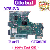 KEFU N752 For ASUS Vivobook Pro N752VX N752V N752VW Laptop Motherboard Mainboard I5-6300HQ I7-6700HQ CPU GTX950M 100% Test