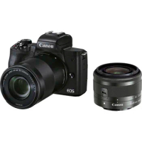 New Canon EOS M50 Mark II Mirrorless Digital Camera with 15-45mm and 55-200mm Twin Lens Black