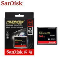 100% Original SanDisk Memory Card 64GB 128GB Compact Flash Extreme PRO CF Card Read Speed Up To 160MB/s 4K 3D Video For Camera