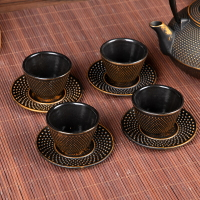 京界臨 日本鑄鐵茶杯復古杯子 南部鐵壺杯鐵杯墊茶具