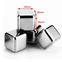1pcs ice cubes quick ice grain chilling stones for whiskey wine coffee drink bar wine Cold Longer 304 stainless steel Reusable