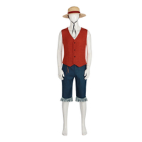 New   Movie Live Action Version Cos Wearing a Straw Hat Luffy Cosplay kids  Halloween costume