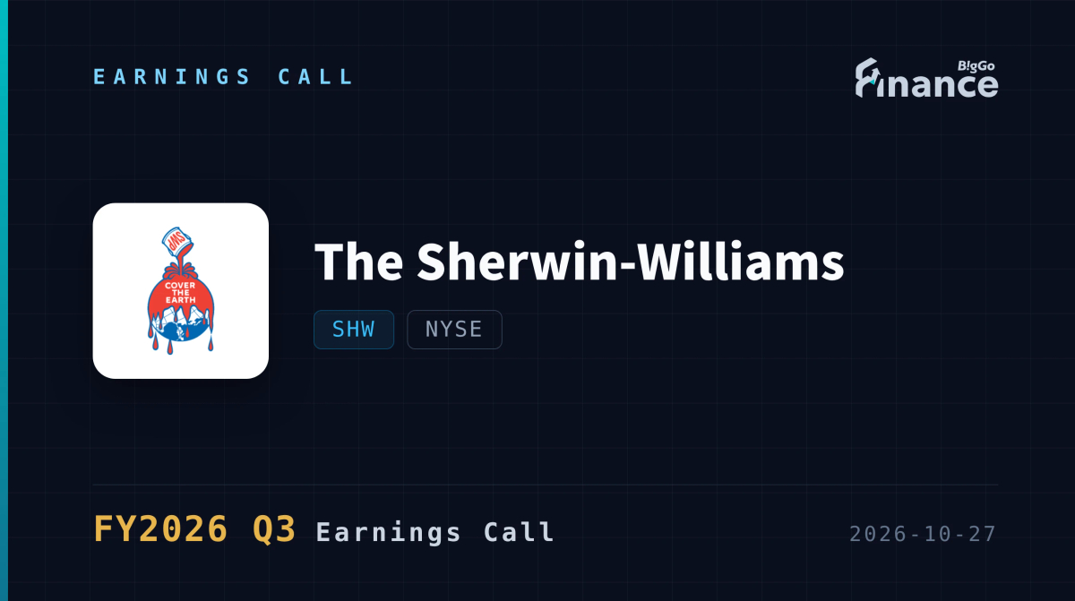 [The Sherwin-Williams Q3 2026 Earnings Call] Sherwin-Williams Q3 sales rise high...