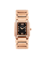 นาฬิกาข้อมือผู้หญิง JA-812 F สีพิ้งค์โกลด์หน้าปัดดำ สายสแตนเลส บานพับ