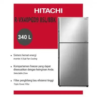 Kulkas HITACHI RVX40PGD9 BBK/BSL 2 Pintu 340L R-VX40PGD9 BBK/BSL - Abu-abu SILVER