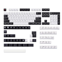 French for ISO Black White Pbt Dye Subb Keycap Cherry Profile Keycaps for Qwertz Azerty MX Keyboard Key Cap