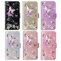 For OnePlus 7 Pro Luxury Bling Diamond Pink Butterfly Case For OnePlus 7 Pro Flip Wallet Case Cover Capa
