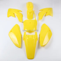 Yellow Plastic covers Fairing Kits CRF70 dirt Pit Bike Procket Bike Xmotos Baja DR50 49 50cc 70 90 110 Kayo HK160