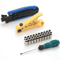 set Stripper Coaxial Cable Crimping Tool Set For RG6 RG59 RG11 Wire Line Cutter Stripping Pliers Set Crimping Plier Hand Toolkit