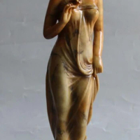 19" China Shou Shan Stone Stand Sexy Nude Belle Woman Miss Lady Statue Sculpture R0711 B0403