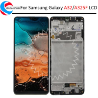 AMOLED For Samsung Galaxy A32 A325 Display With Frame A325F A325M Touch Panel Screen Digitizer For Samsung A325 LCD