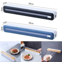 Food Film Dispenser Magnetic Plastic Wrap Dispenser with Cutter Storage Box Aluminum Foil Stretch Film Cutter Storage Holder