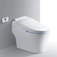 Auto Flush, Auto Open &amp; Close, 1.28 GPF Single Flush Toilet with Intelligent Smart Bidet Seat and Wireless Remote Control