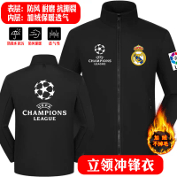 Áo Khoác Cổ Đứng Lót Nhung 2025 Mùa Thu Đông UEFA Champions League Real Madrid Barcelona Liverpool M