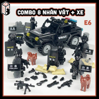 Lính Đặc Nhiệm SWAT Trực Thăng Xe Bán Tải E6-M26 Combo Nhân vật và Xe Bán Tải Trực Thăng Mô hình Lắp