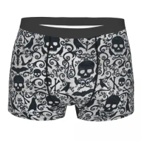Custom Black Skulls Crossbones Crows Boxers Shorts Men Halloween Gothic Skeleton Briefs Underwear Sexy Underpants