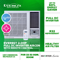 EVEREST 2.0HP Inverter Window Type Aircon/ Full Dc/ Compact Design/ Healthy Air Filter/ 22-32 sqm