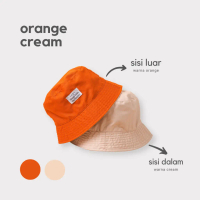 Stegokids Reversible Bucket Hat - Topi Anak Bucket Hat 2 Warna Bolak Balik Orange-Cream